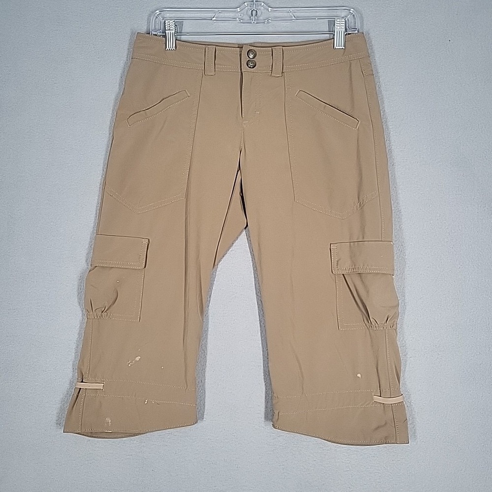 Athleta Pants Women's 2 Beige Polyester Blend Cargo Capri Casual Wear